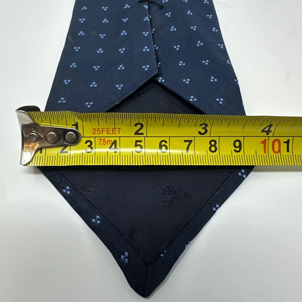 Brooks Brothers Makers Navy Blue Silk Geometric Pin Dot Tie Woven in England